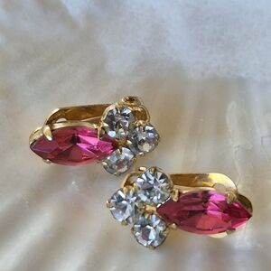 Juliana Gold and Pink Crystal Earrings